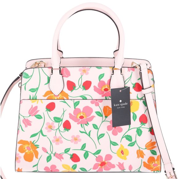 Kate Spade Madison Medium Top Zip Satchel Pink Multi Strawberry Garden Floral - Picture 5 of 6